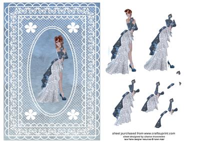 Lady in Blue in Lace Frame Step by Step