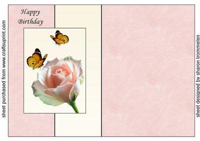 Pink Rose and Butterflies Fold Back Sheet