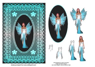 Aqua Fairy in Lace Frame Step by Step