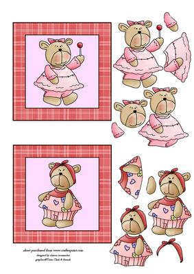 Girl Teddy Bear Toppers with Layers