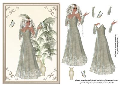 Elegant Lady in Cream with Butterflies Step by Step