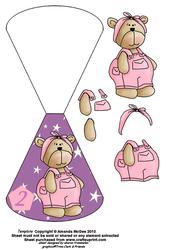 Age 2 Girl Teddy Wobble Card
