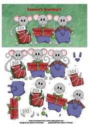 Season's Greetings Mice Step by Step