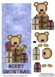 Merry Christmas Teddy Bear Over the Edge