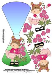 Cute Flower Girl Wobble Card Sheet