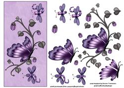 Purple Butterfly & Dragonflies Step by Step