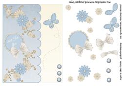Butterfly and Flowers Wavy Edge Step by Step