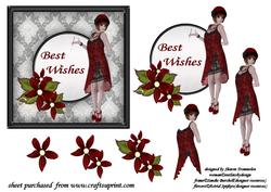 Best Wishes Woman and Flowers Step by Step