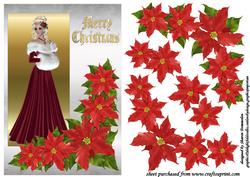 Christmas Lady and Flowers Step by Step