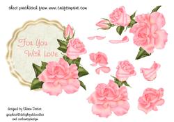 For You with Love Pink Roses Step by Step