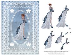 Lady in Blue in Lace Frame Step by Step