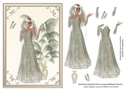 Elegant Lady in Cream with Butterflies Step by Step