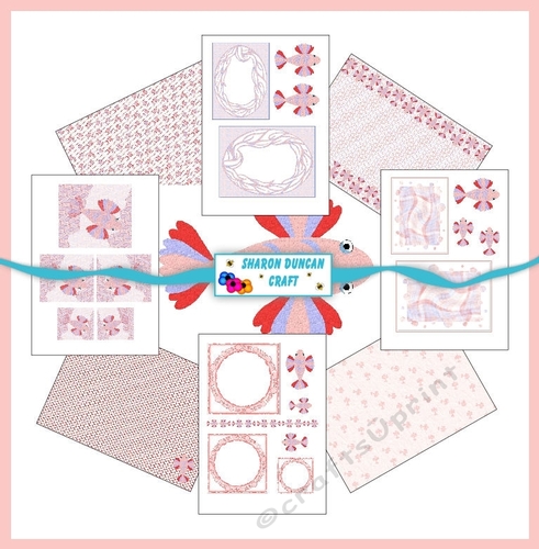 SOMETHING FISHY - Toppers and Papers with a fishy theme.  9 sheets - PINK