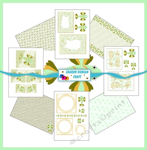 SOMETHING FISHY - Toppers and Papers with a fishy theme.  9 sheets - PURPLE