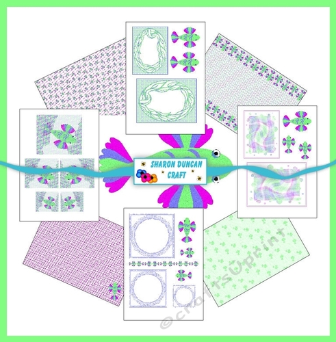 SOMETHING FISHY - Toppers and Papers with a fishy theme.  9 sheets - AQUAMARINE