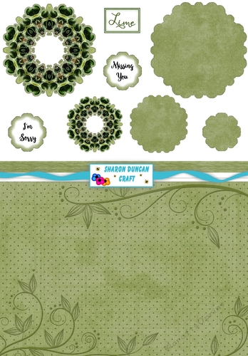 Spirit of the Woods - Layered mandala topper and paper - 2 sheets A4 - LIME