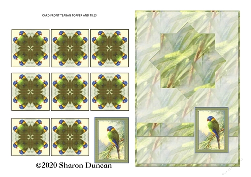 Teabag Card Front and Teabag Tiles - Exotic Bird 1