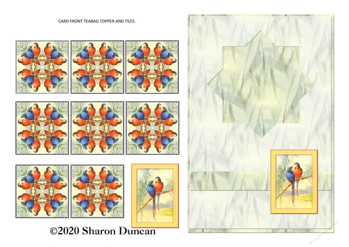 Teabag Card Front and Teabag Tiles - Exotic Bird 2
