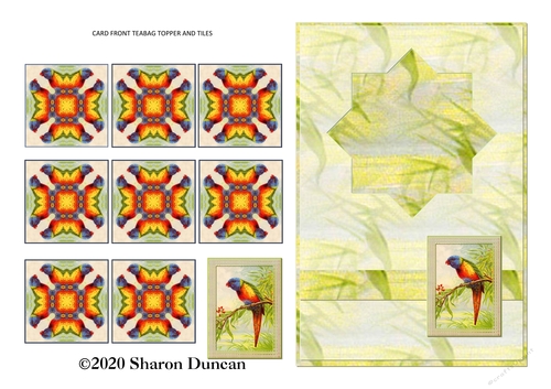 Teabag Card Front and Teabag Tiles - Exotic Bird 3