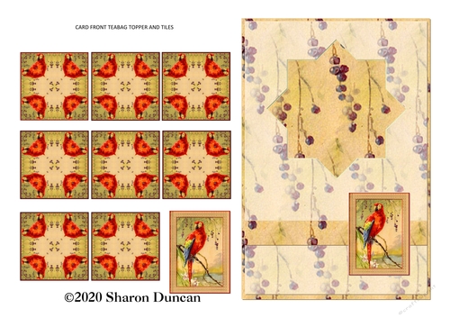Teabag Card Front and Teabag Tiles - Exotic Bird 4