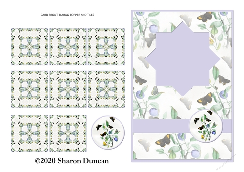 Teabag Card Front and Teabag Tiles - Butterflies 2