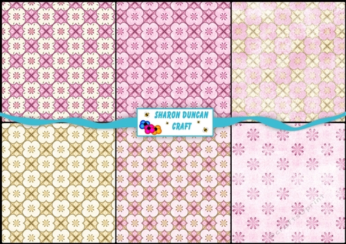 Pretty Papers - 6 x A4 background papers - pink and cream