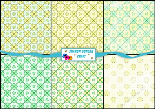Pretty Papers - 6 x A4 background papers - lemon and lime