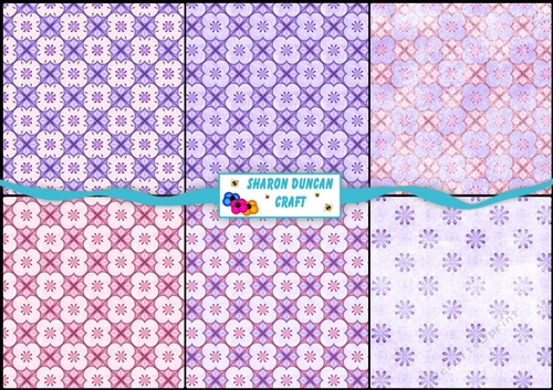 Pretty Papers - 6 x A4 background papers - purple passion