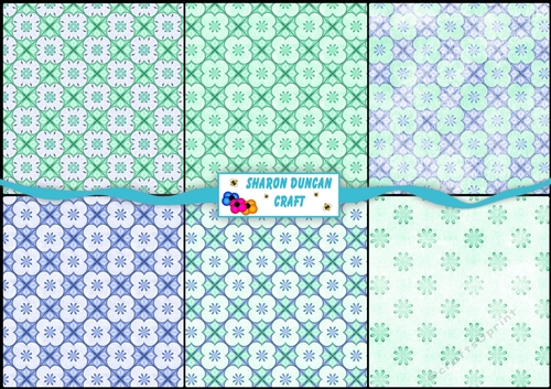 Pretty Papers - 6 x A4 background papers - blue hues