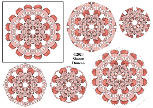 Just Thistles - Thistle Doily Mandala Toppers - Red