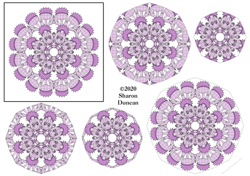 Just Thistles - Thistle Doily Mandala Toppers - Purple