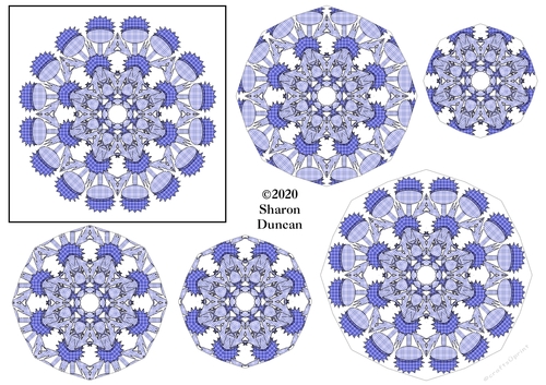 Just Thistles - Thistle Doily Mandala Toppers - Blue