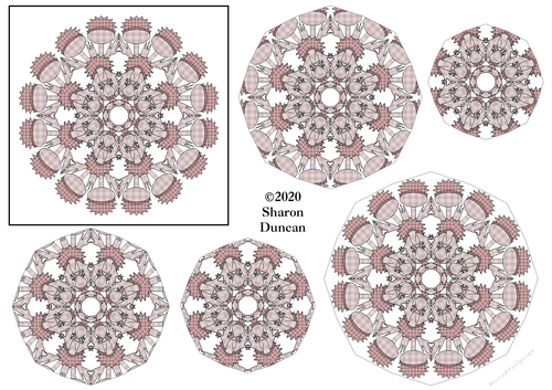 Just Thistles - Thistle Doily Mandala Toppers - Mauve