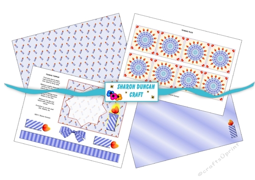 Birthday Candle Teabag Folding Kit - 4 sheets + instructions - blue