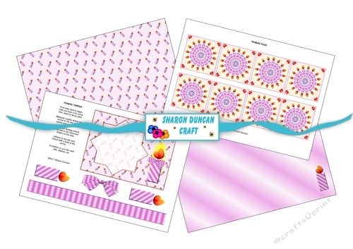 Birthday Candle Teabag Folding Kit - 4 sheets + instructions - pink