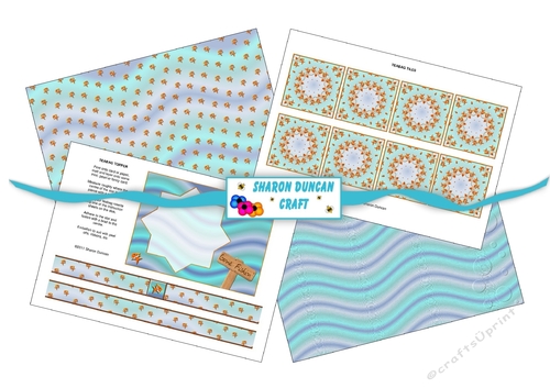 Gone Fishing Teabag Folding Kit - 4 sheets + instructions - aqua