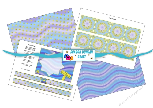 Gone Fishing Teabag Folding Kit - 4 sheets + instructions - blue
