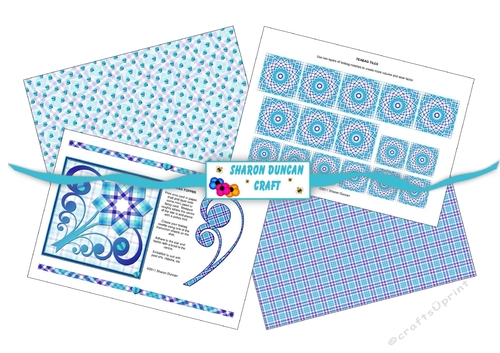 Twisted Tartan Tea Bag Folding Kit - 4 pages - blue