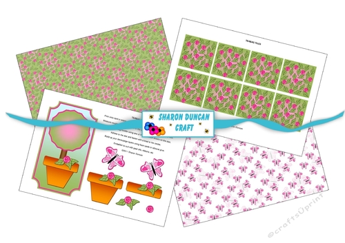 Topiary Tree Tea Bag Folding Kit - 4 pages - rose