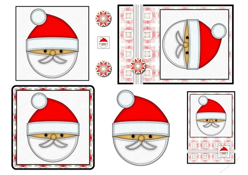Christmas Stitches - Santa  topper sheet - A4 - Red
