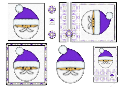 Christmas Stitches - Santa  topper sheet - A4 - Purple