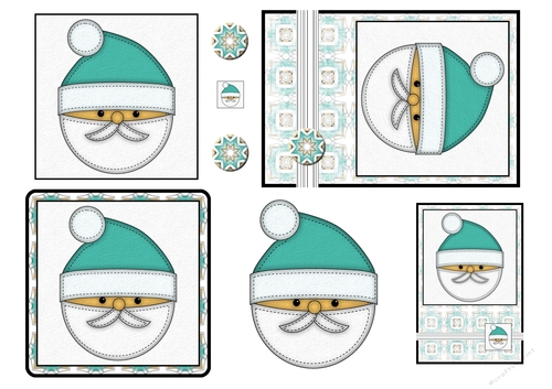 Christmas Stitches - Santa  topper sheet - A4 - Blue