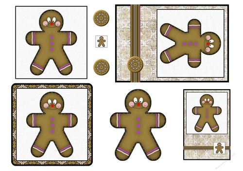 Christmas Stitches - Gingerbread  topper sheet - A4 - Purple