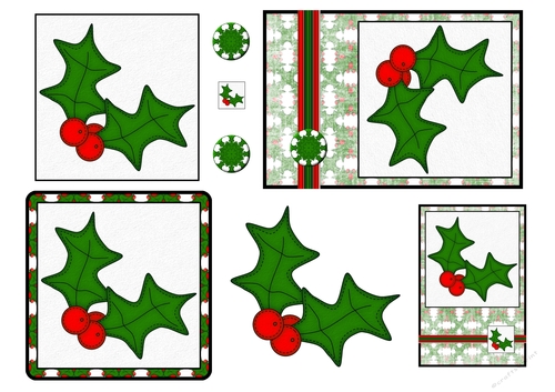Christmas Stitches - Holly topper sheet - A4
