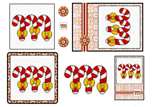 Christmas Stitches - Candy Cane topper sheet - A4