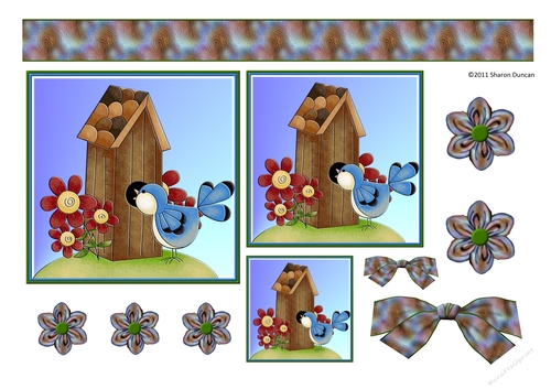 Home Tweet Home Topper Sheet - A4 - Birdhouse - set 1