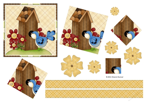Home Tweet Home Topper Sheet - A4 - Birdhouse - set 3