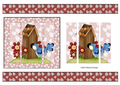 Home Tweet Home Topper Sheet - A4 - Birdhouse - set 4