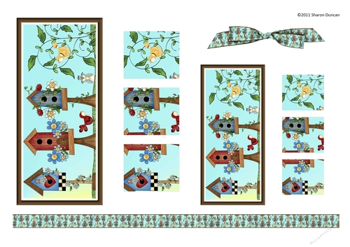 Home Tweet Home Topper Sheet - A4 - Birdhouse Trio - set 2