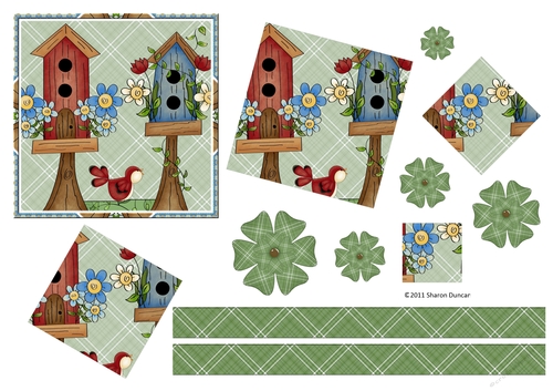 Home Tweet Home Topper Sheet - A4 - Birdhouse Duo - set 1
